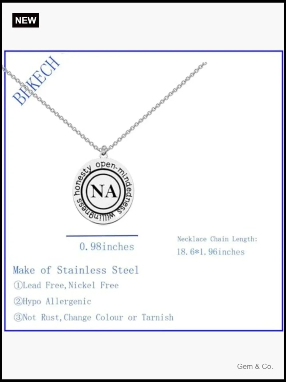 Addiction Recovery Symbol Necklace - Sobriety Gift - Pendant